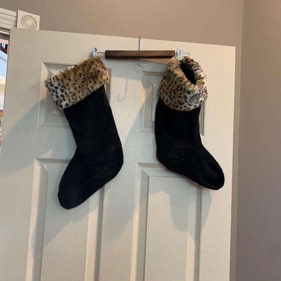 Michael Kors Black/Leopard Boot Socks sz L/XL - Picture 4 of 4